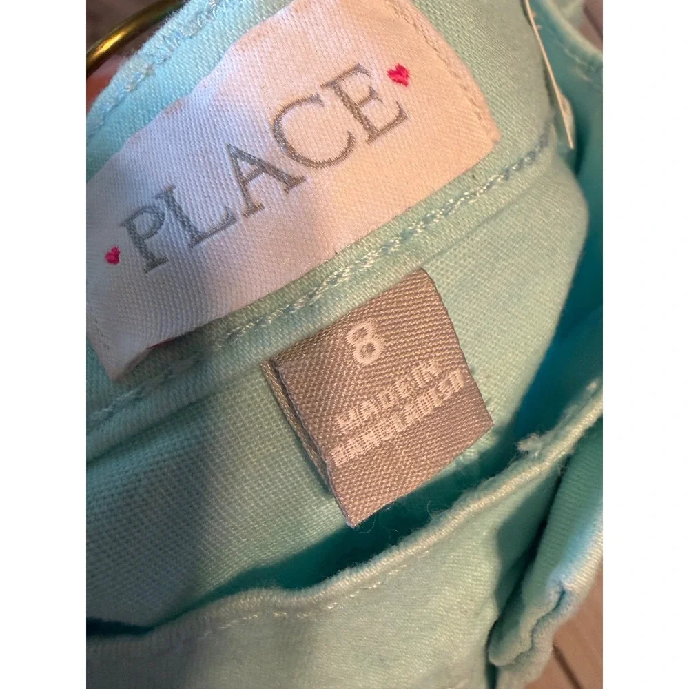 The‎ Childrens Place Girls Aqua Mint Green Bermuda Chino Shorts Size 8 NEW